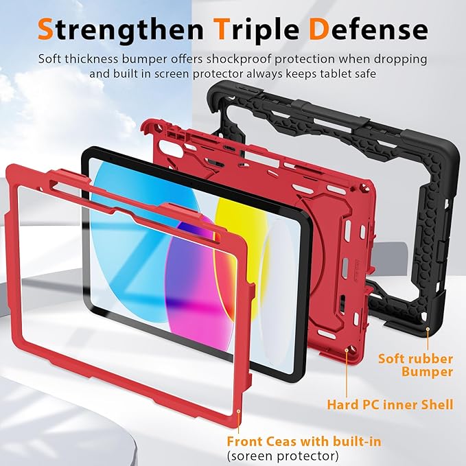 ROISKIN Case for iPad A16 11th Generation 11 Inch 2025 iPad 10th Generation Case 10.9 for Kids with Screen Protector360 Kickstand &amp HandlePen HolderShoulder StrapHeavy Duty Drop Protection
