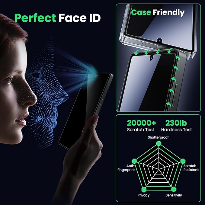 WSKEN for Samsung Galaxy S25 Ultra Privacy Screen Protector - 25 Degree Anti Spy [Fingerprint Unlock Support] Case Friendly Shatterproof Auto Dust Removal Tempered Glass for Galaxy S25 Ultra2 PCS