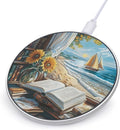 Beach Window Book Desk Sunflower Wireless Charger Anti-Slip Wireless Charging Pad Slim Charger Mat for Men Women