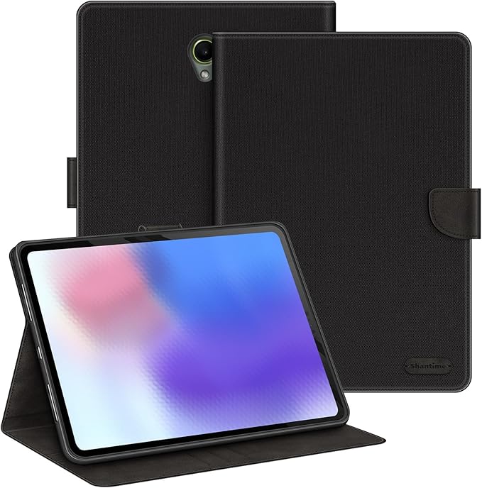 Leather Case Compatible with Samsung Galaxy Tab Active 5 5G 8.0 2024 Tactical Edition Protective Cover with Inner TPU Silicone Shell Built-in Stand and Rugged Drop-Proof(Black)