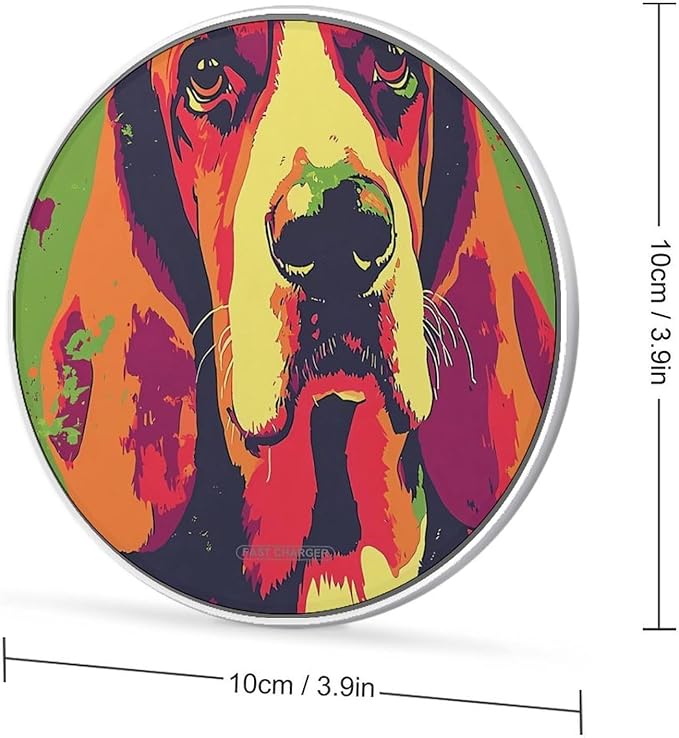 Basset Hound Dog Art Phone Charger Magnetic Charging Pad Anti-Slip with USB Cable