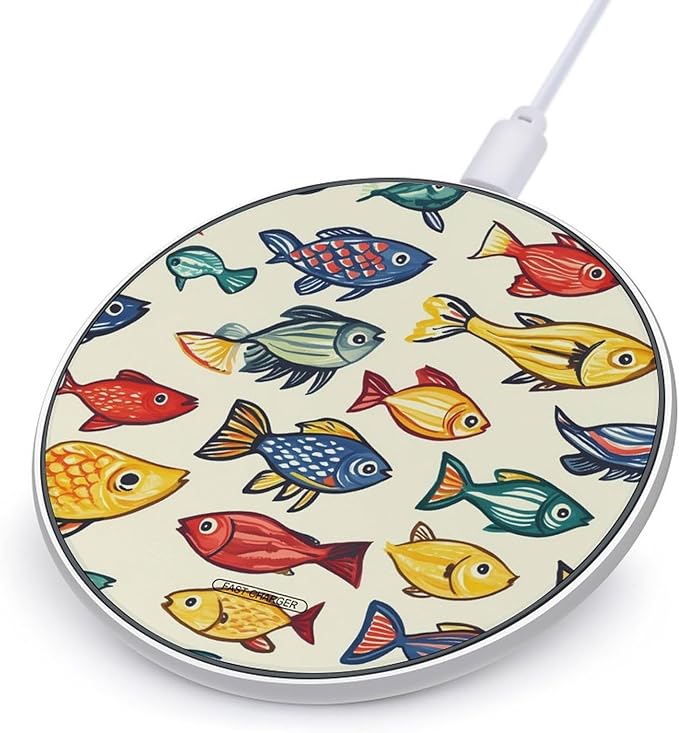 Japanese Colorful Fish Phone Charger Magnetic Charging Pad Anti-Slip with USB Cable