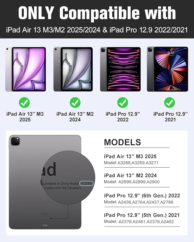 MoKo Case for iPad Air 13 Inch (M3 2025 / M2 2024) &amp iPad Pro 12.9 2022/2021 with Pencil Holder Premium Leather Folio Stand Cover for iPad Air 13 Inch/iPad Pro 12.9 Inch 6th/5th GenBrown