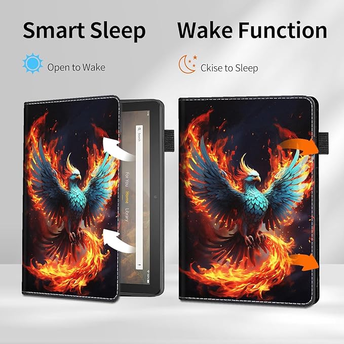 Case for All-New Amazon Fire HD 10 and 10 Plus Tablet (13th/11th Generation 2023/2021 Release) 10.1 - Slim Fit Standing Cover with Auto Sleep/WakeFlaming Phenix