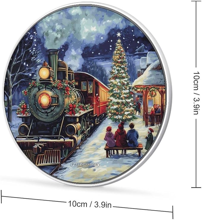 Snowy Train Wireless Charger Anti-Slip Wireless Charging Pad Slim Charger Mat for Men Women