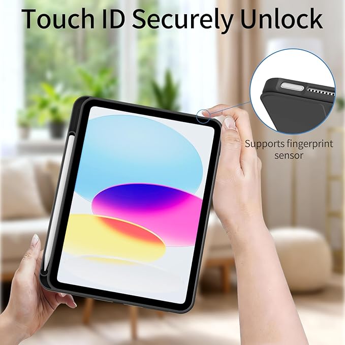 for iPad (A16) 11th Generation Case 11 Inch 2025 for iPad 10th Generation Case 10.9 Inch 2022 with Pencil Holder Smart Trifold Stand Slim Protective Cover Auto Wake/Sleep Black