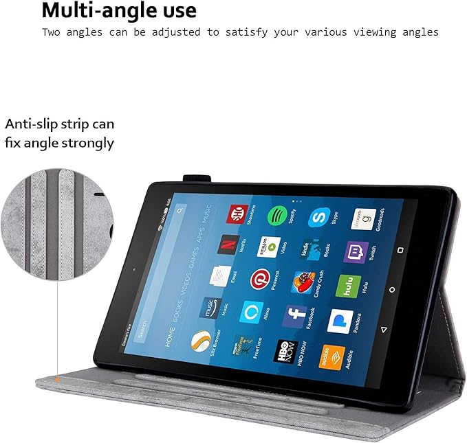 Folding Case for Amazon Fire HD 10 9th/7th/5th Gen Techcircle Smart Flip [Wake/Sleep] Solid PU Leather Protective Cover for All-New Kindle Fire HD 10.1 inch Tablet 2019/2017/2015 Release Gray