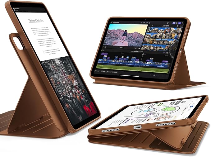 ESR for iPad Air 11 Inch Case M4/M3/M2 (2026/2025/2024) iPad Air 5th/4th Gen Case (2022/2020) 10.9 Inch Removable Magnetic Cover Adjustable Portrait/Landscape Stand 9 Standing Angles Brown