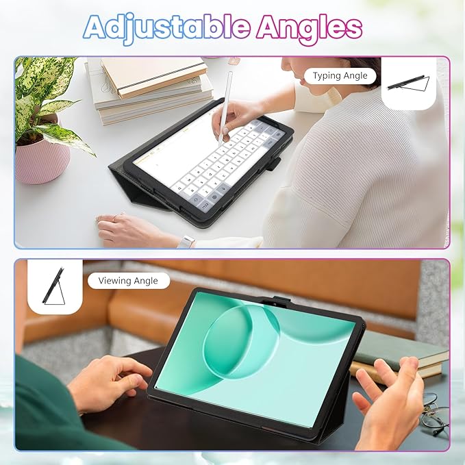 Case for DOOGEE Tab G6 Max 13.4-Inch TabletShockproof PU Leather Cover with Hand Strap Two-Fold StandCompatible with Tab G6 Max 13.4 Android Tablet (Black)