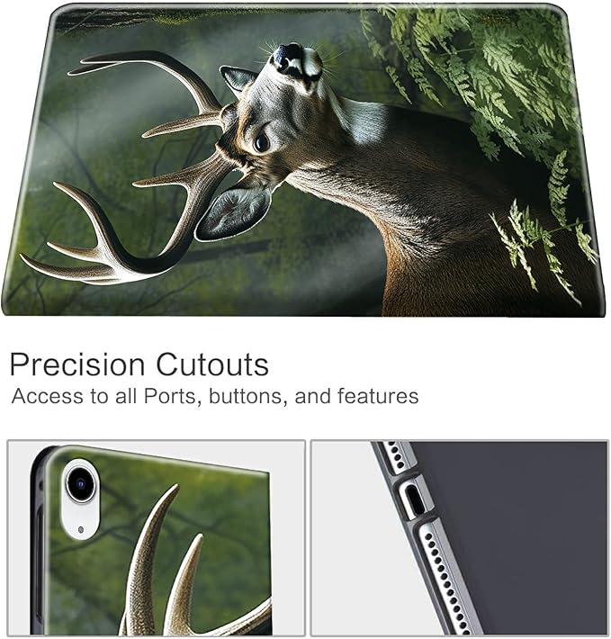 Case for iPad Pro 13 Inch Case M4 (2024 Model 7th Generation) PU Leather Shockproof Stand Protective Cover with Auto Wake/SleepDeer Tree in Woodland