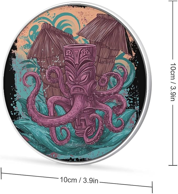 Hawaii Tiki Octopuss Phone Charger Magnetic Charging Pad Anti-Slip with USB Cable