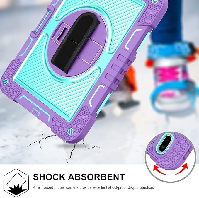 Dteck for iPad A16/10th Generation 2025/2022360° Rotate Hand Strap/Stand Full-Body Drop Rugged Protective Case with Shoulder Strap Kids Case for iPad 10th Generation iPad 10.9 Inch 2022Purple