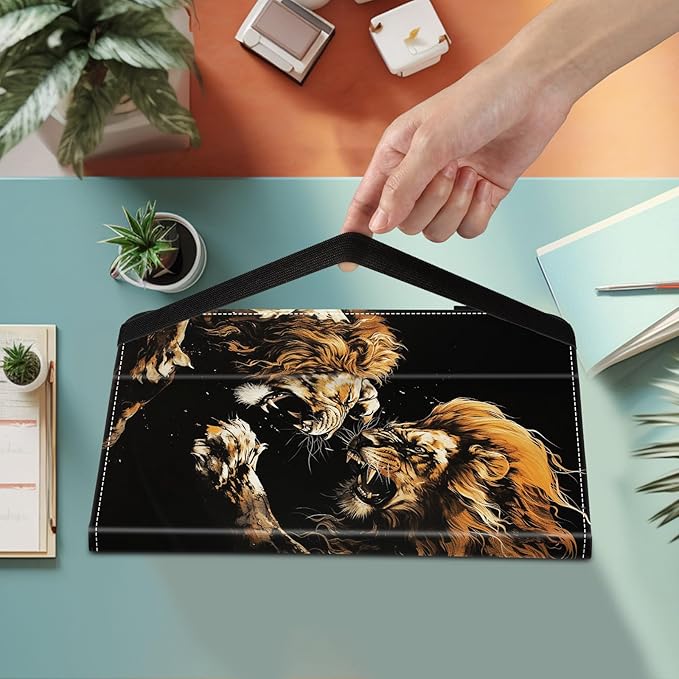 Case for iPad Air 11 Inch M3/M2 (2025/2024) Air 5th/4th 10.9 Inch (2022/2020) Pro 11 4th/3rd/2nd/1stCard Slot PU Leather TPU Case Pen Holder Auto Wake SleepCool Lion