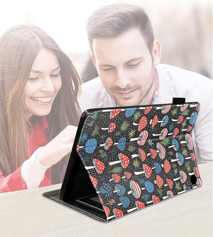 Case for Amazon Fire HD 10/HD 10 Plus Tablet 10.1 (13th/11th Generation 2023/2021 Release) Slim PU Leather Cover with Card Slot &amp Auto Wake/Sleep Mushrooms