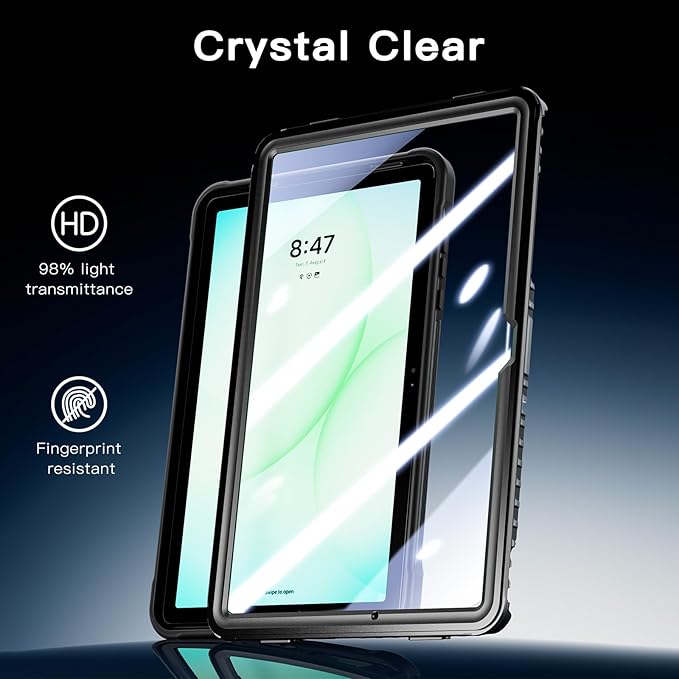 Lunivop Compatible with Samsung Galaxy Tab A11 Plus Case 11 Inch with 360° Rotating Aluminium Stan Stand Built-in 9H+ Hardness Screen Protector Military - Grade Tablet Cover for A11+ Plus Black