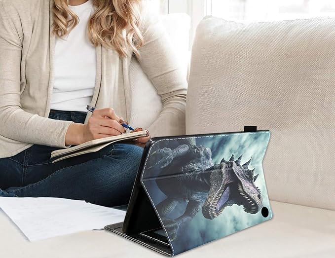 Case for All-New Amazon Fire HD 10 &amp 10 Plus Tablet 10.1 (13th/11th Generation 2023/2021 Release) Slim PU Leather Stand Cover with Card Slot &amp Auto Wake/Sleep - Dinosaur