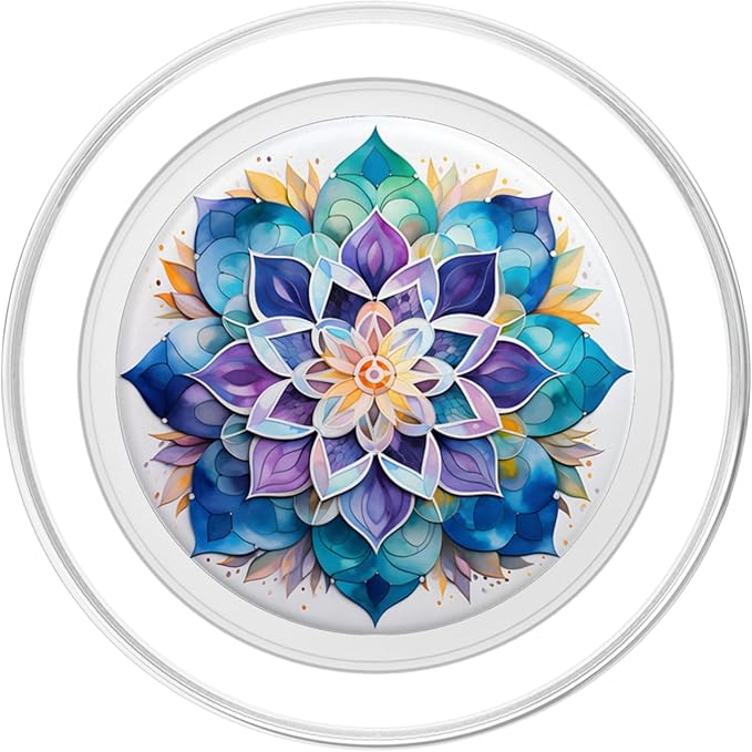 Colorful Mandala Purple Blue Watercolor Design PopSockets PopGrip for MagSafe