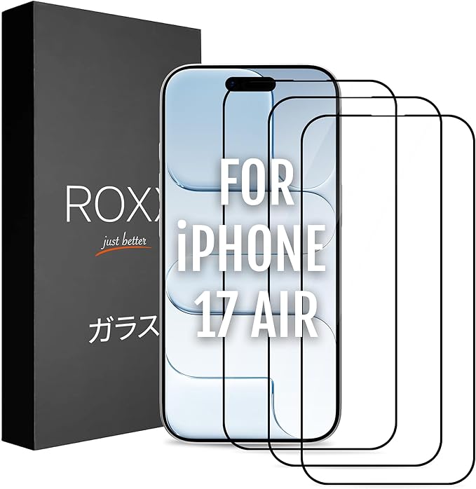ROXX NEO Japanese 9H 3D Screen Protector (3-Pack) | Does Not Cover the Display | For iPhone 17 Air | Rounded Edges | Harder | Clearer | Scratch-Resistant | Shatterproof