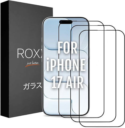 ROXX NEO Japanese 9H 3D Screen Protector (3-Pack) | Does Not Cover the Display | For iPhone 17 Air | Rounded Edges | Harder | Clearer | Scratch-Resistant | Shatterproof