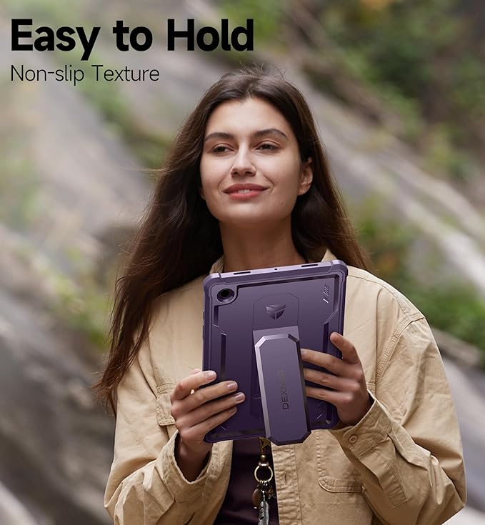 Dexnor Case for Samsung Galaxy Tab A8 10.5 Inch 2022 [Built in Screen Protector &amp Kickstand] Heavy Duty Shockproof Full Body Protective Cover for Galaxy Tab A8 Case-Purple