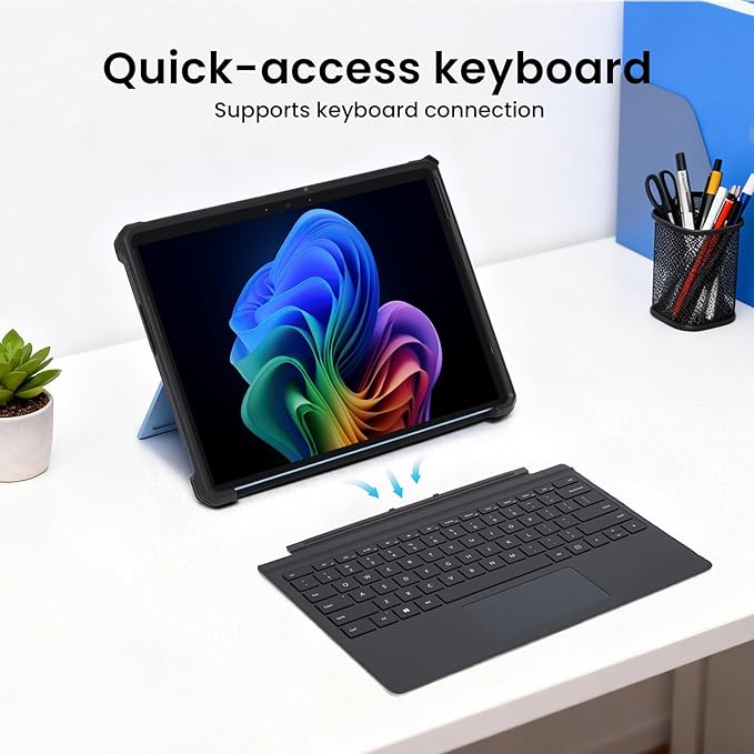 Omnpak for Microsoft Surface Pro 11/10/9 Case Rugged Protective Cover with Hand Strap Compatible with Type Cover Keyboard