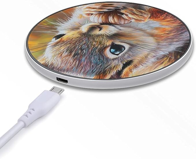 Squirrel Vintage Oil Painting Phone Charger Magnetic Charging Pad Anti-Slip with USB Cable
