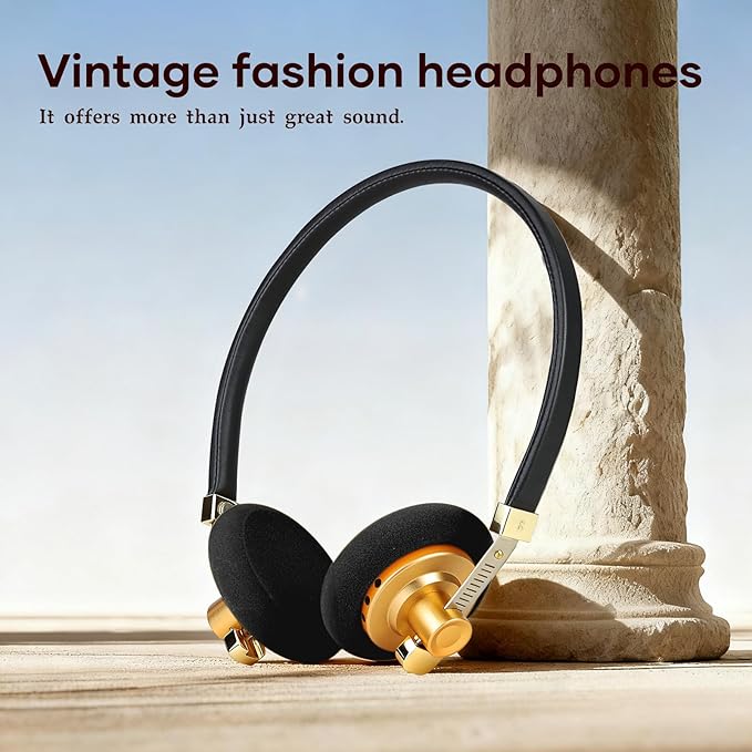 OKCSC G40 Retro Open-Back Headphones 40mm Driver 16 Ohm Impedance Lightweight (113g) with Breathable Ear Cushions Durable Build for Retro Aesthetic Fans/Home Leisure/Travel Road Trips Type-C Mic