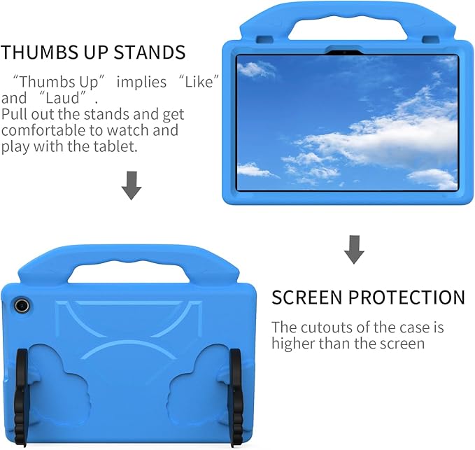 for Amazon Fire Max 11 Kids Tablet Case EVA Material Light Weight Shockproof Rugged Heavy Duty Thumb Kickstand Kids Case for Amazon Fire Max 11 (2023) (Blue)
