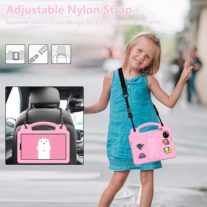 Compatible with Doogee U11/U11 Pro 2025 11 inch/Tab G6/Tab G6+ 11 inch/Infinix Xpad 20 2025 inch/Umidigi G7 Tab Pro 2024 11 inch Tablet Case Shoulder Strap &amp Stand Handle Pink