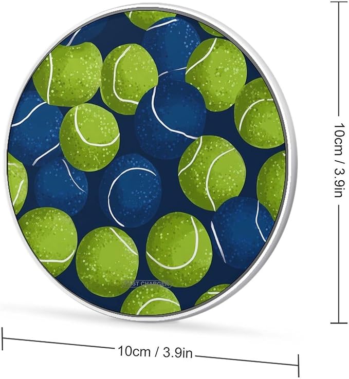 Tennis Balls Art Pattern Phone Charger Magnetic Charging Pad Anti-Slip with USB Cable
