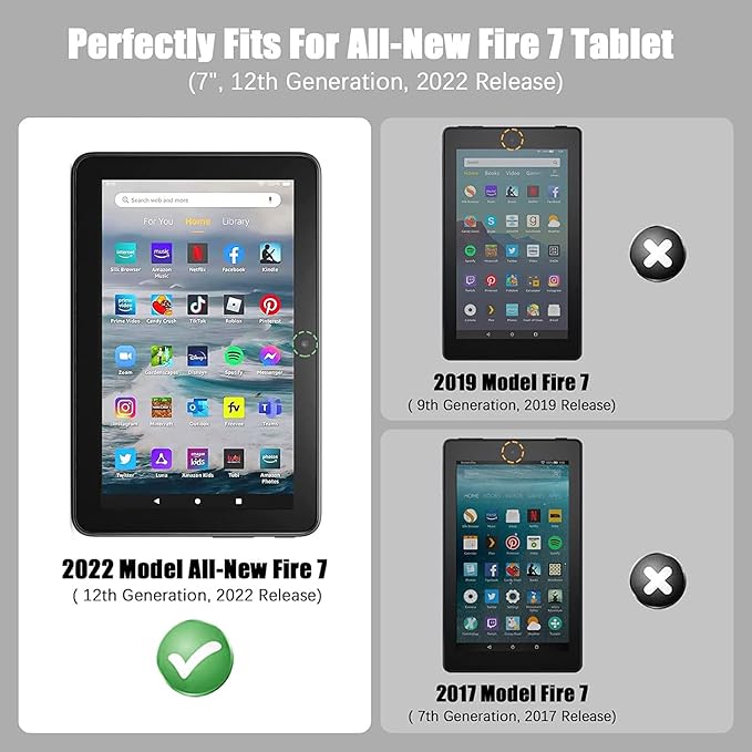 Case for All-New Amazon Kindle Fire 7 Tablet (7 Inch 12th Generation 2022 Release) Slim PU Leather Stand Cover with Card Slot &amp Auto Wake/Sleep Running Horse