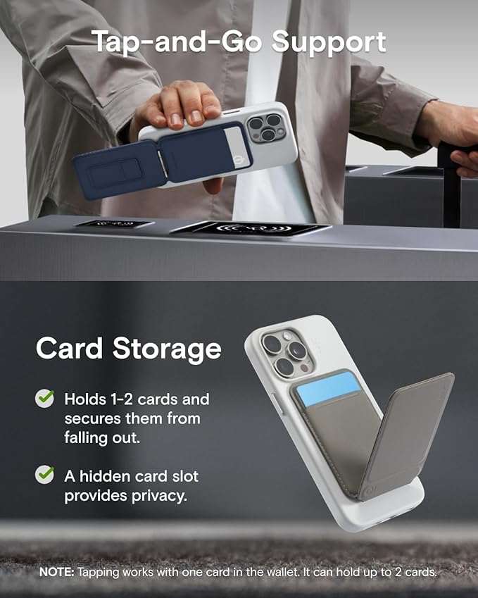 MOFT Phone Tripod Wallet 3 in 1 Phone Stand Wallet NFC-Supported Magnetic Phone Stand MOVAS Vegan Leather Adjustable Card Holder Taupe