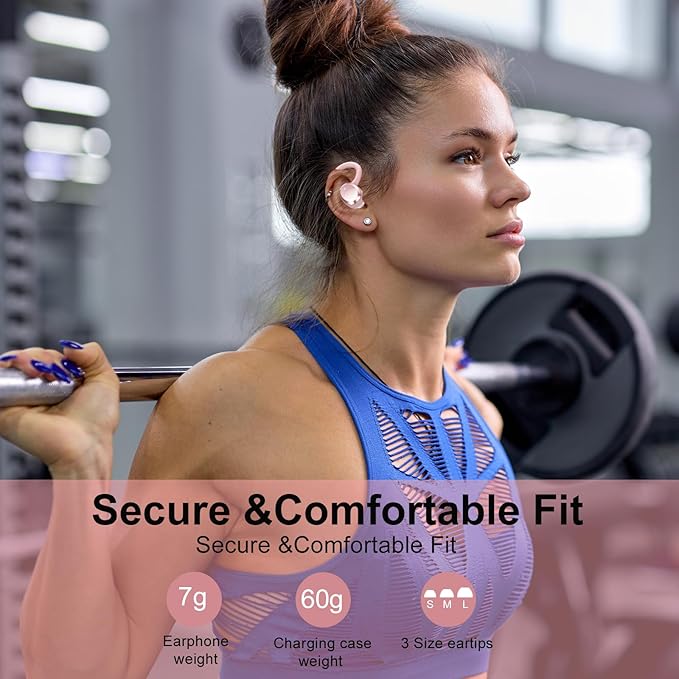 sprtoybat Wireless Earbuds 2026 New Bluetooth 5.4 Headphones Sport Earphones with 68Hrs Playtime LED Display ENC Noise Cancelling Mic IPX7 Waterproof Over Ear Ear Buds with Hook for Sports/Running
