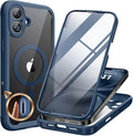 Miracase Magnetic for iPhone 16 Plus Case Full-Body Phone with Built-in Glass Screen Protector [Compatible with MagSafe] Military Drop Proof 16 Plus Cover Bumper Storm Blue