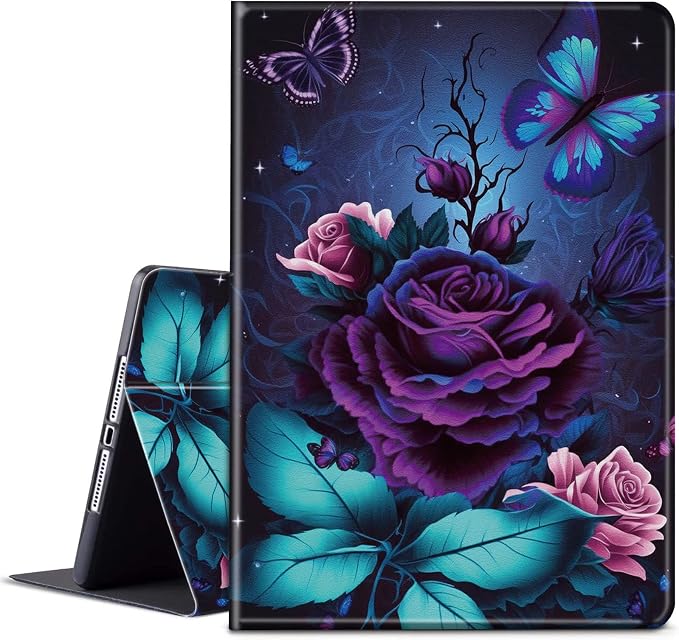 Purple Rose and Blue Butterfly
