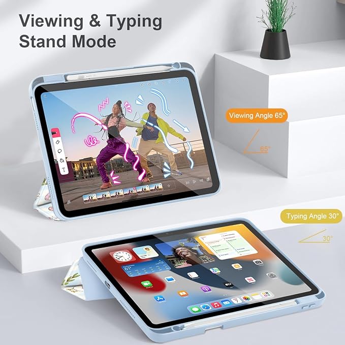 Case for iPad (A16) 11th Generation 11 Inch (2025) iPad 10th Generation 10.9 Inch (2022) Shockproof Cover with Clear Transparent Back Shell &amp Pencil Holder Cartoon Duck