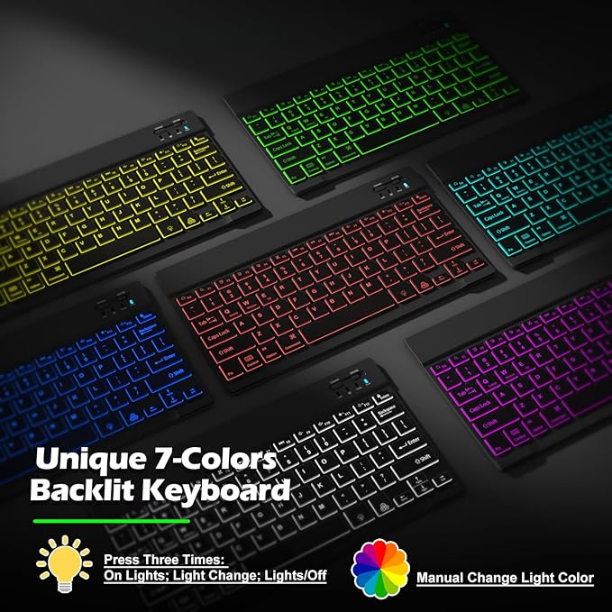 Keyboard Case for Samsung Galaxy Tab S6 Lite 10.4 Inch Mouse and 7 Colors Backlit Detachable Keyboard Adjustable Stand Built in S Pen Holder Auto-Sleep/Wake Feature Black