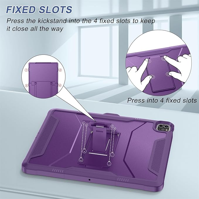 Soke Case for iPad Pro 12.9 Inch 6th/5th/4th Generation(2022/2021/2020 Release) Rugged Shockproof Protective Cover with Built-in Kickstand for Apple iPad Pro 12.9 - Dark Purple