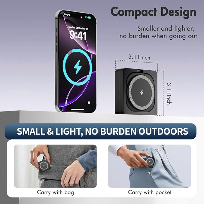 3-in-1 Foldable Wireless Charging Station Compatible with iPhone 17/16/15/14/13/12 Apple Watch AirPods Magnetic Fast Charging Stand Travel Charger