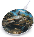 Big Turtle and Palm Trees Wireless Charger Fast Wireless Charging Pad with USB Cable 10W Anti-Slip Magnetic Wireless Charger Portable Slim Charger Puck Travel Charging Station