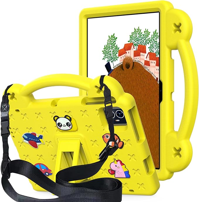 for Revvl Tab 2 Case (2025) EVA Shockproof Tablet Cover with Stand Handle Shoulder Strapfor Tmobile Revvl Tab 2 Tablet Case 10.1'' Yellow