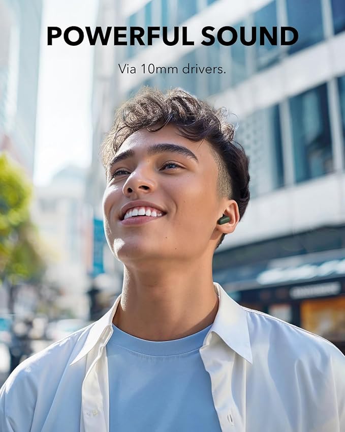 Soundcore P30i by Anker Noise Cancelling Earbuds Strong and Smart Noise Cancelling Powerful Bass 45H Playtime 2-in-1 Case and Phone Stand IP54 Wireless Earbuds Bluetooth 5.4 (Green)