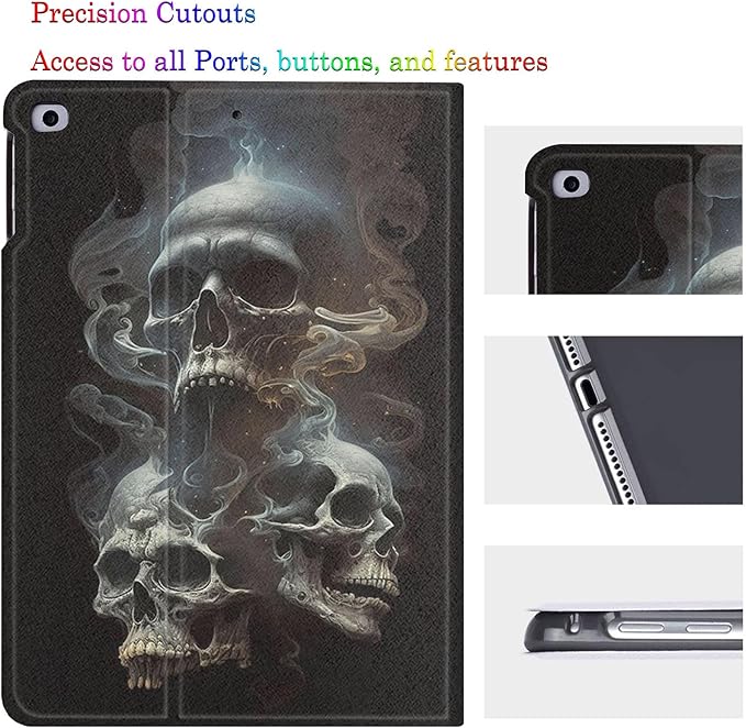 Case for iPad 10.5-Inch (iPad Air 3rd 2019/iPad Pro 2017)Adjustable Stand Auto Wake/Sleep Function Full Body Protection Cover - Skull Smoke