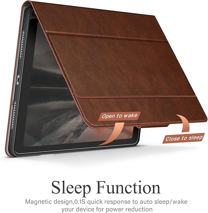auaua Case for iPad (A16) 11th Generation 11 Inch 2025 iPad 10th Generation 10.9 Inch 2022 with Pencil Holder and Pocket Typing Angle Muti-Stand Magnetic Closure Auto Sleep/Wake (Brown)