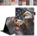 Case for Amazon Kindle Fire 7 Tablet (7 9th/7th Generation 2019/2017 Release) Slim PU Leather Cover with Card Slot &amp Auto Wake/Sleep Patriotic American Flag Bald Eagle