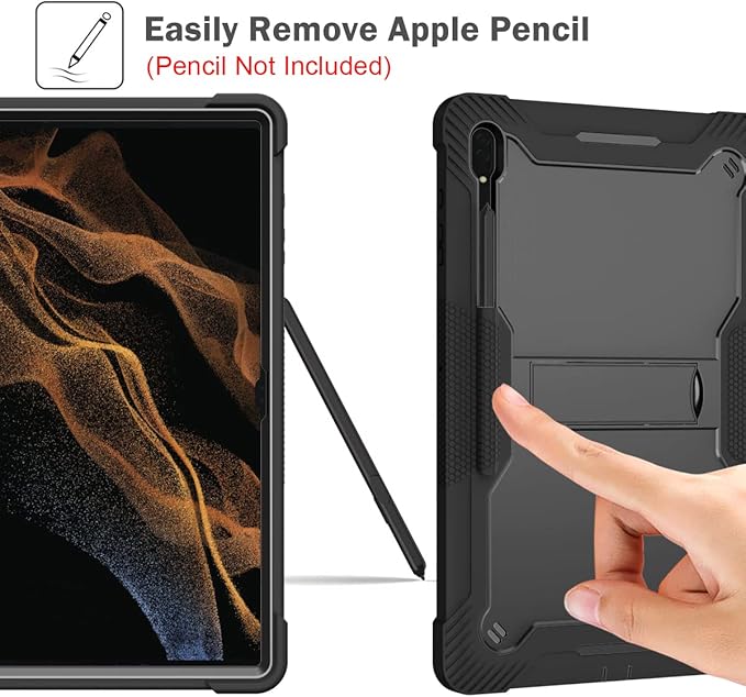 Protective Case Compatible with Samsung Galaxy Tab S9 Ultra 14.6 Inch 2023 Case with Built-in Stand Rugged Hybrid Shockproof Protective CoverCompatible with Samsung Galaxy Tab S9 Ultra(Black)
