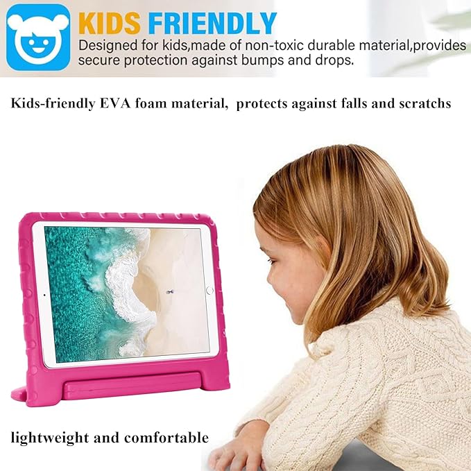 Kids Case for iPad Pro 10.5 2017 &amp iPad Air 3rd Gen 10.5 inch 2019 with Rotating Handle/Stand Soft Shockproof EVA Drop Proof Lightweight Kids Girl Boy Kickstand Protective CoverRose