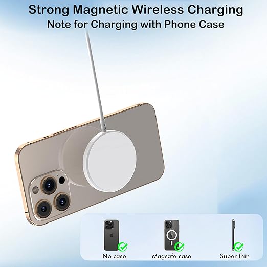 Magnetic Wireless Charger for iPhone 17 16 1510FT Long Fast Phone Charging Pad with USB C Wall Charger Block For iPhone 17 Pro Max/17/iPhone 16 Pro Max/15/Plus/Pro/14/13/12 SeriesAirPods 4/3/2/Pro 2