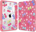 Tuiklol for 2025 iPad (A16 Chip) 11th Generation 11 inch/iPad 10th Generation 10.9 inch 2022 Case Buit in Pencil Holder with Clear Back Shell Cover Trifold Stand Auto Wake/SleepStrawberry Cherry