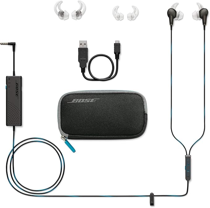 Bose QuietComfort 20 Acoustic Noise Cancelling Headphones Compatible with Apple Devices Black (Renewed)